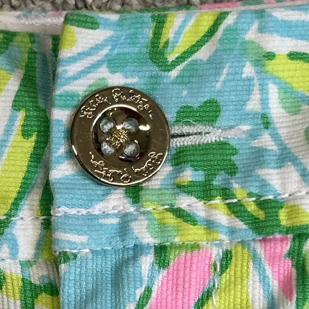 Lilly Pulitzer Walsh Shorts Womens 00 Coconut Jungle Summer Beach Pink Green
